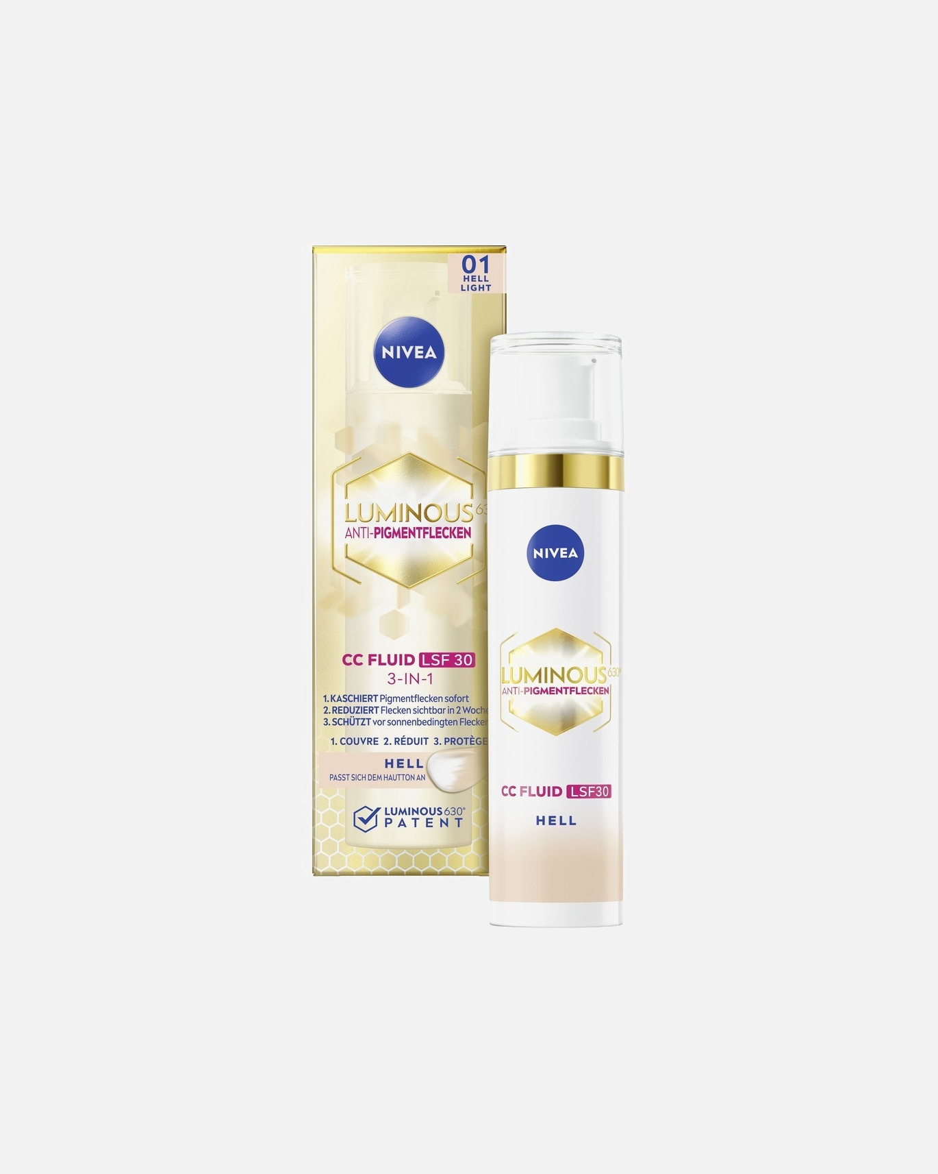 Pflege bei Pigmentflecken für Weiblich NIVEA LUMINOUS630® Anti-Pigmentflecken CC Fluid 3in1 Hell 40 ml