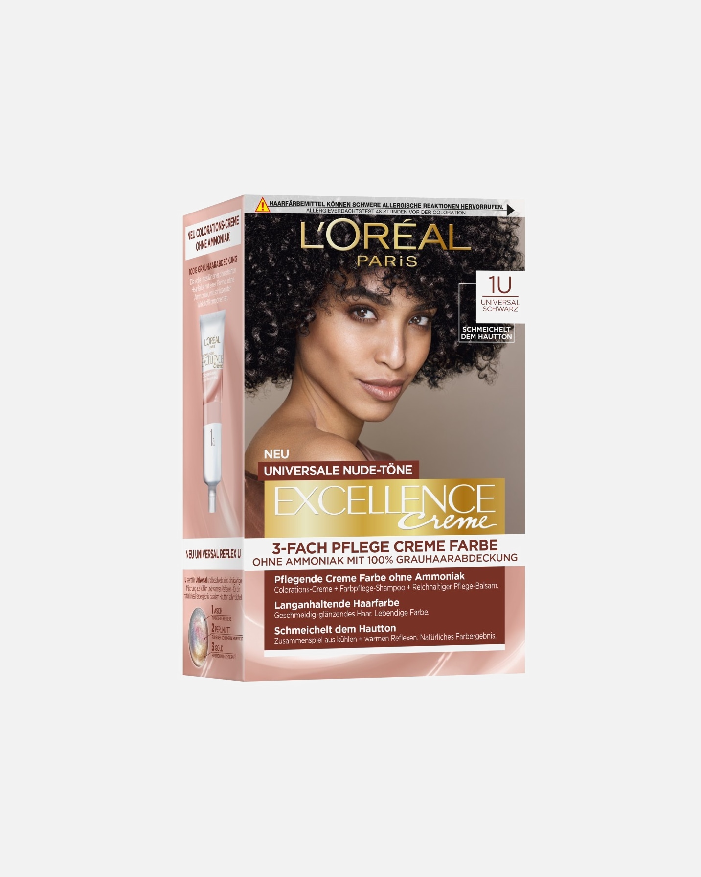 Haarfarbe für Unisex L’Oréal Paris Excellence Creme Universale Nude-Töne Nr. 1U - Schwarz