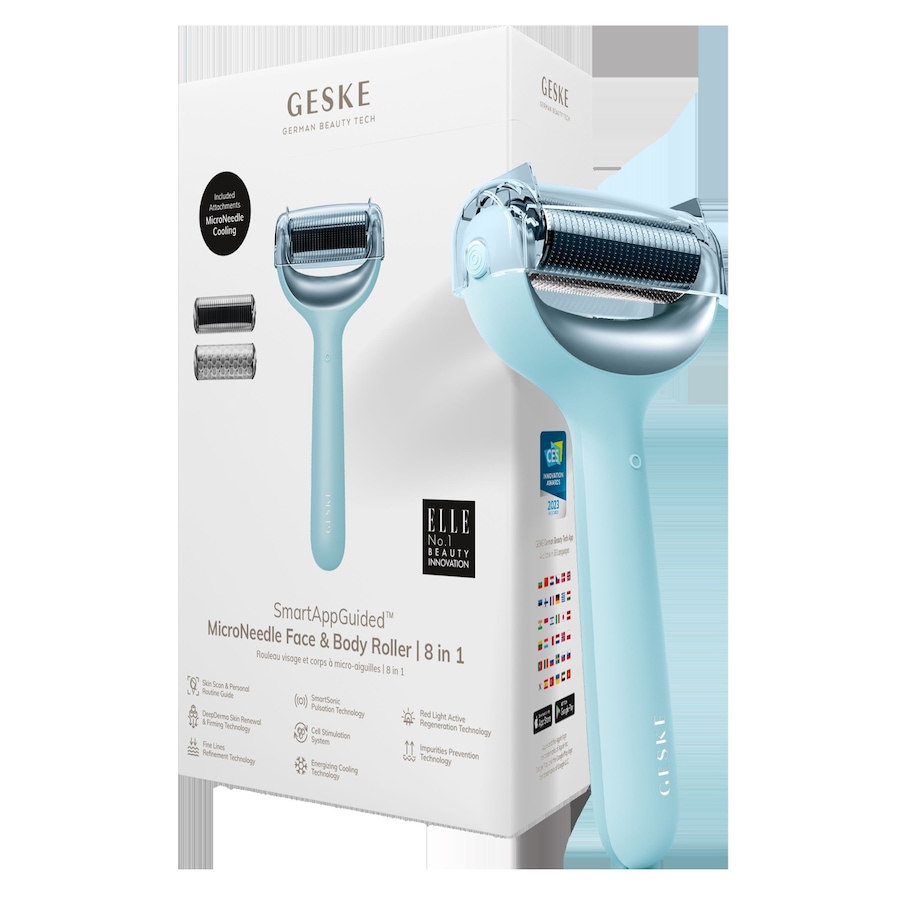 Geske SmartAppGuided MicroNeedle Face & Body Roller | 8 in 1 Dermaroller Turquoise