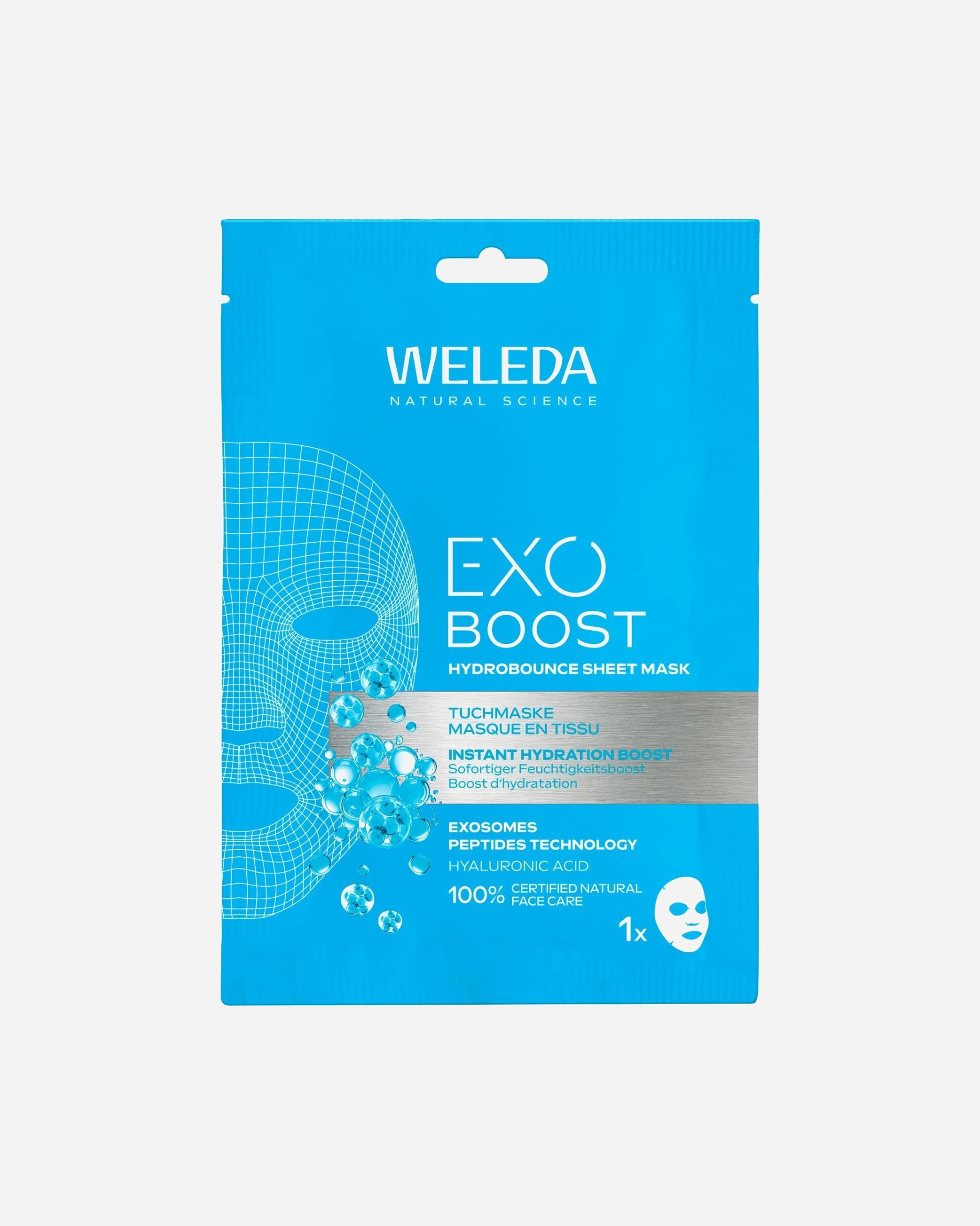 Tuchmaske für Unisex Weleda Exo Boost Hydrobounce Feuchtigkeit 20 ml