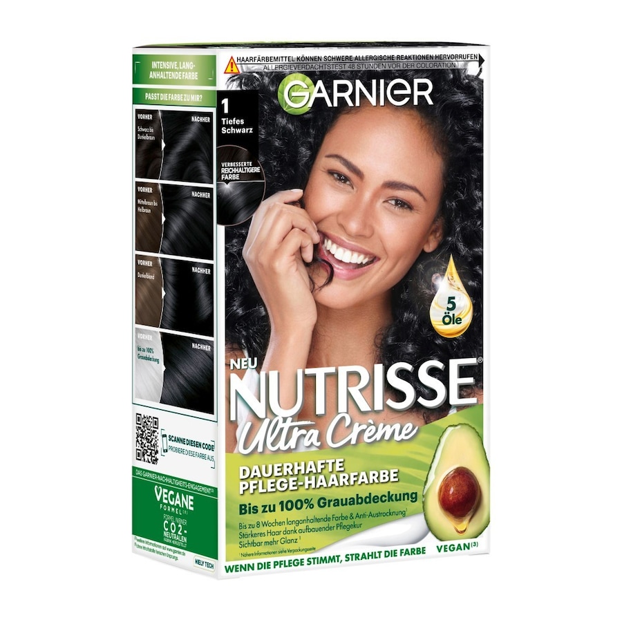 Garnier Nutrisse Ultra Crème Haarfarbe Nr. 1 - Tiefes Schwarz Damen