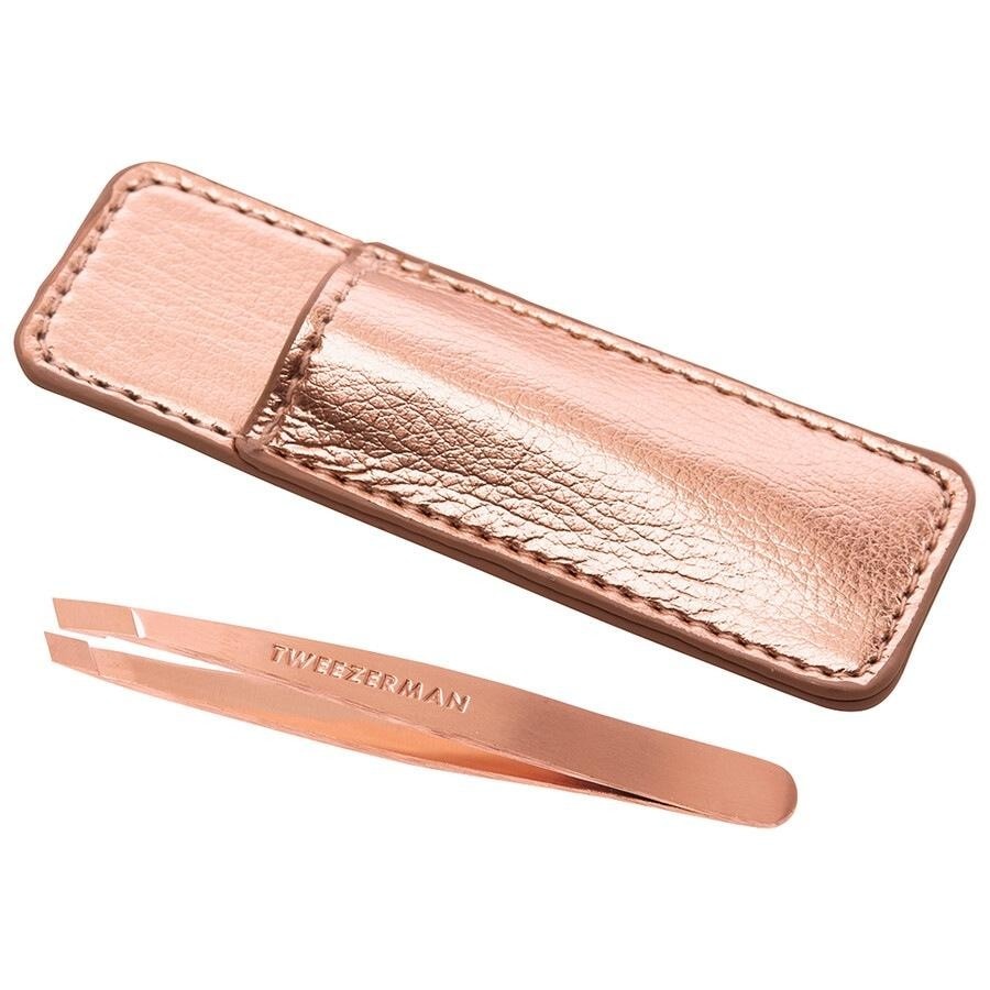 Tweezerman Mini Slant Tweezer & Case - Rose Gold Pinzette Schräg mit Etui, Damen