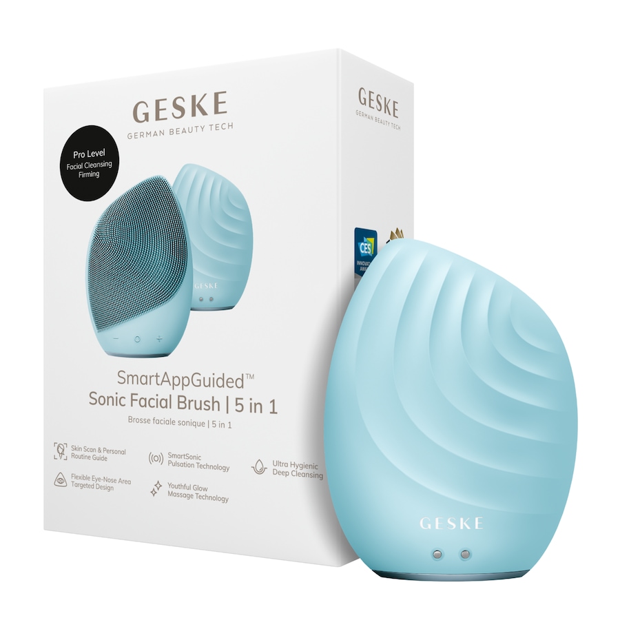 Geske SmartAppGuided Sonic Facial Brush | 5 in 1 Elektrisches Gesichtsmassagegerät Turquoise Silber