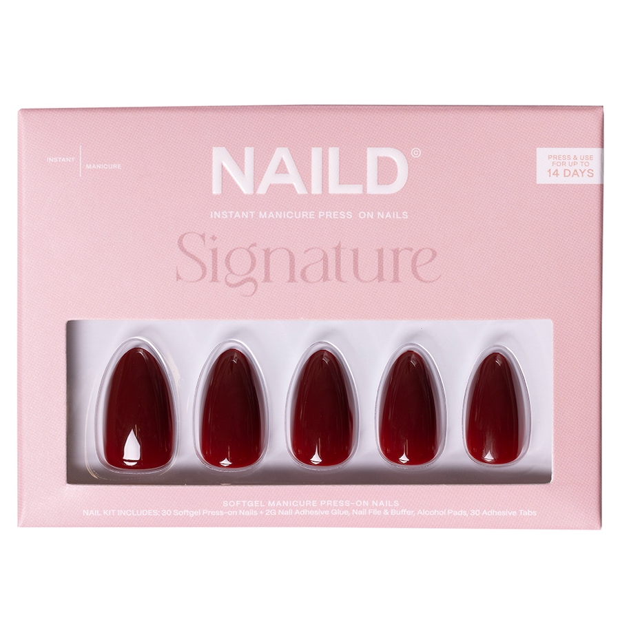 NAILD Bloody Mary almond Softgel Press On Nails Kunstnägel Dunkelrot