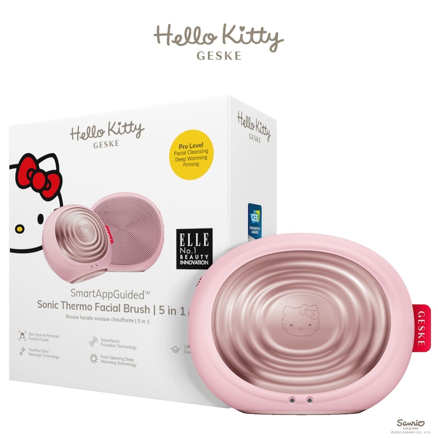 Geske SmartAppGuided Sonic Thermo Facial Brush | 5 in 1 Elektrisches Gesichtsmassagegerät Hello Kitty Pink