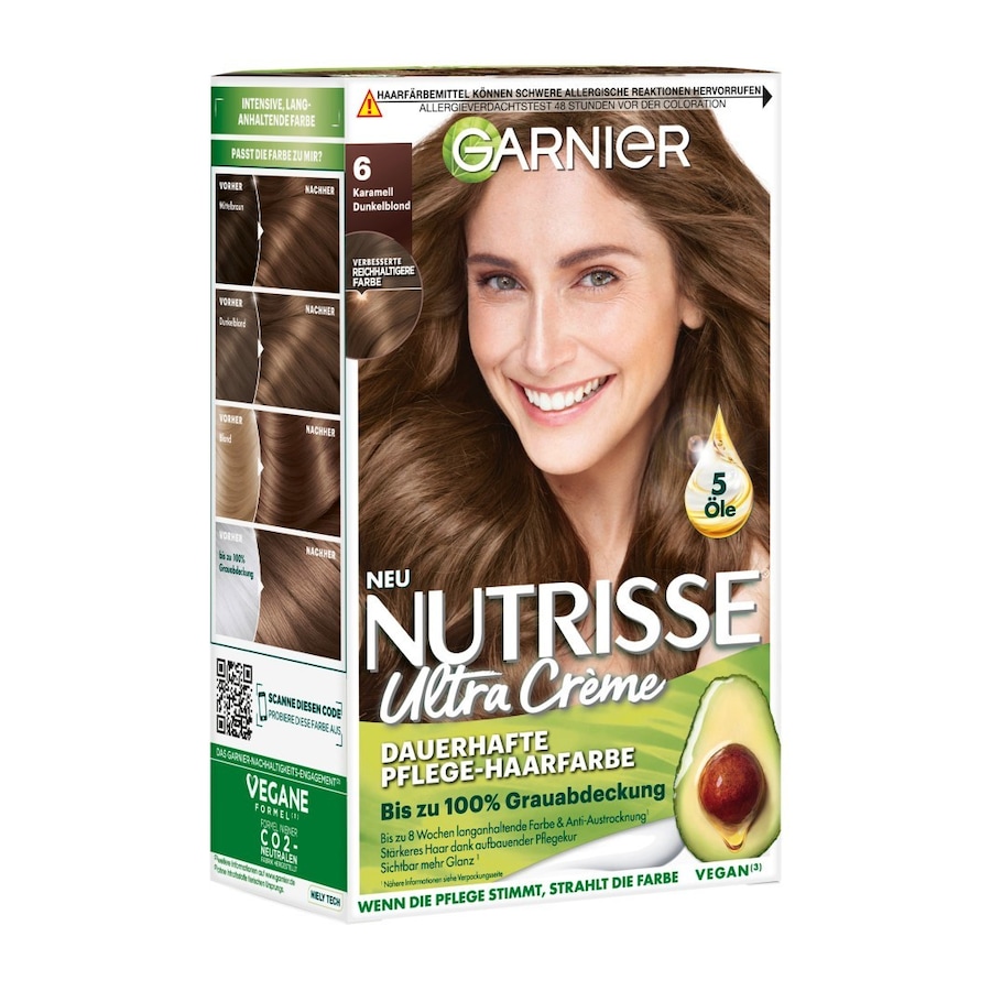 Garnier Nutrisse Ultra Crème Haarfarbe Nr. 6 Karamell Dunkelblond Braun Damen