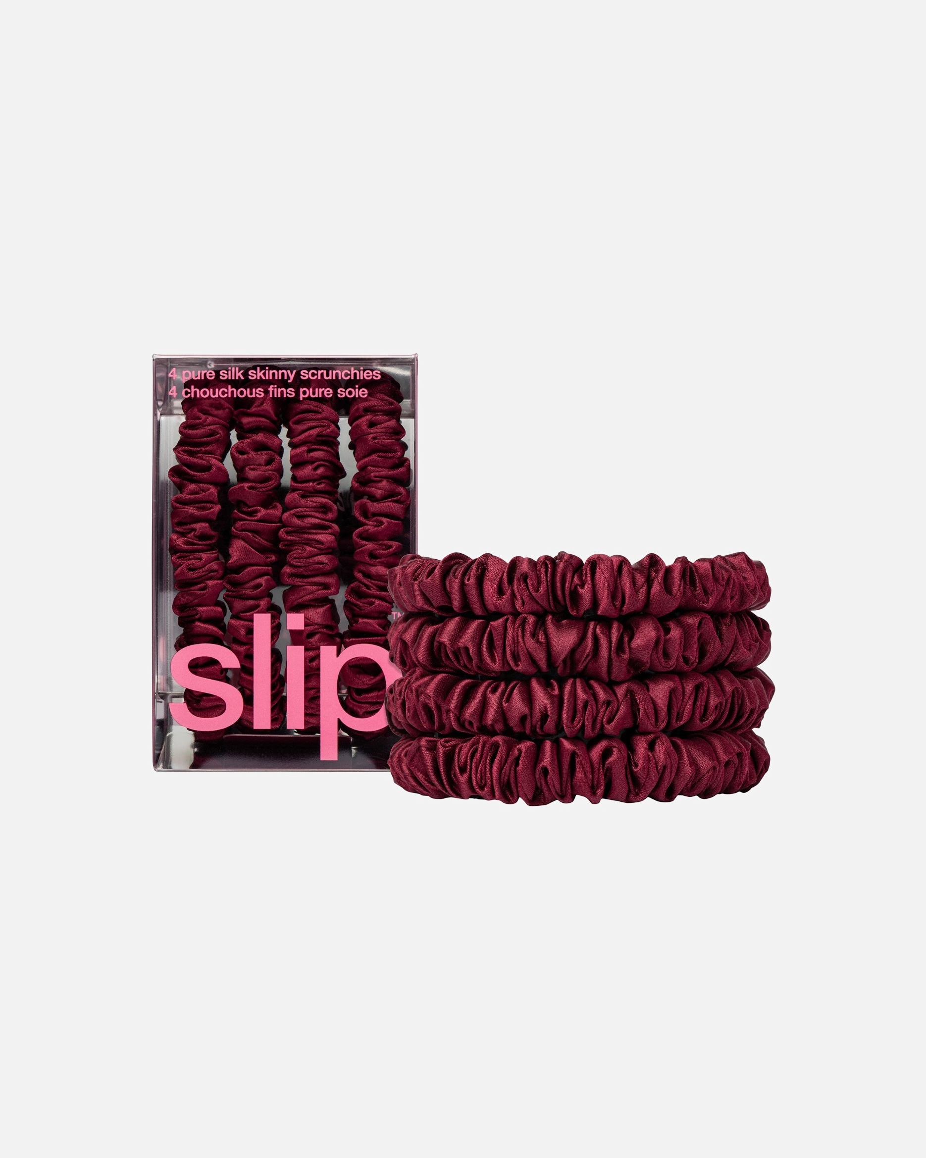 Haarschmuck für Unisex Slip Pure Silk Skinny Scrunchies Maroon