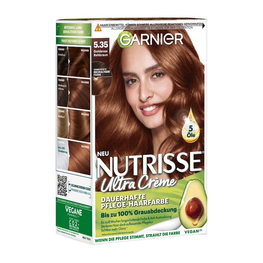 Garnier Nutrisse Ultra Crème Haarfarbe Nr. 5.35 - Goldenes Rehbraun Schwarz Damen