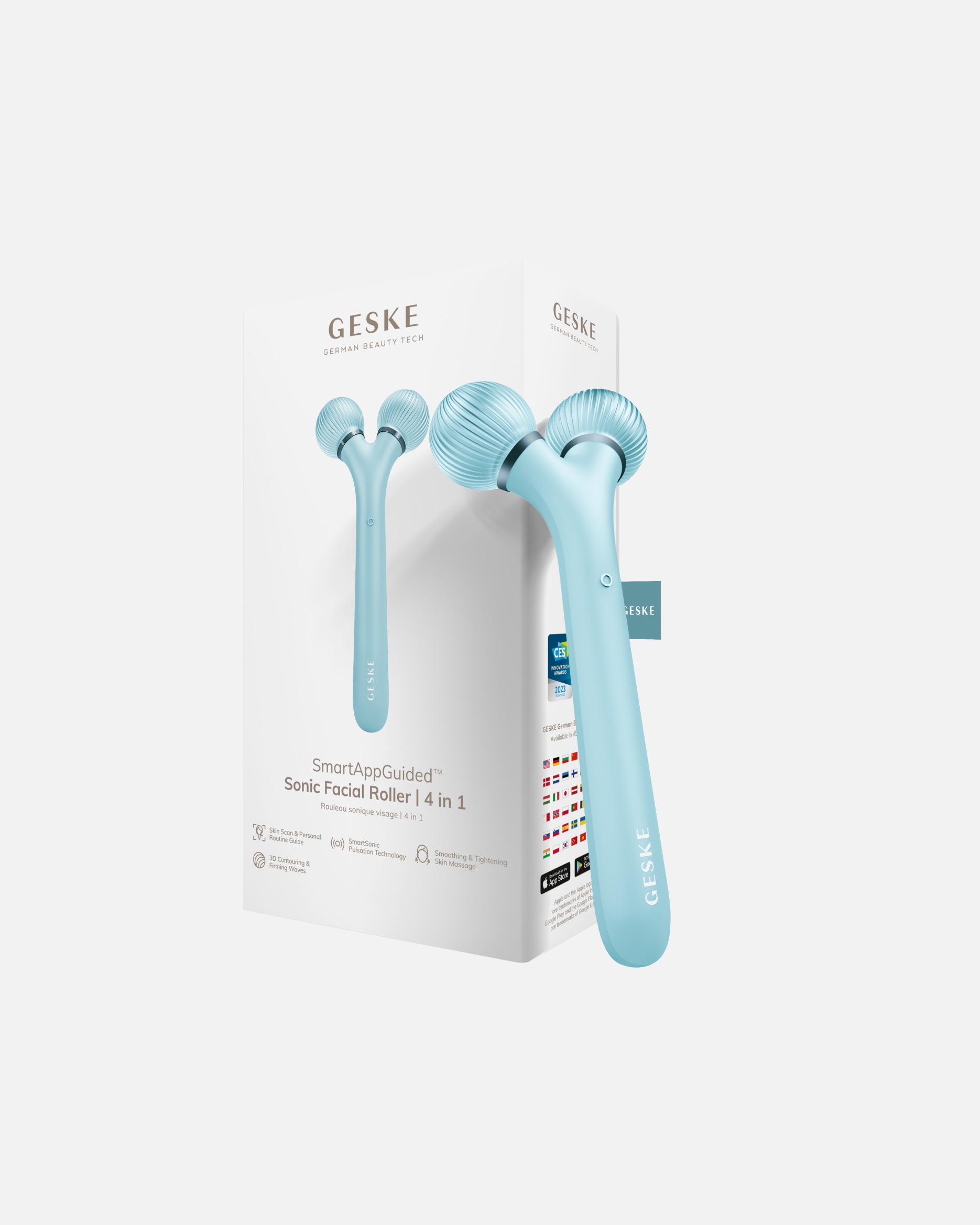 Elektrisches Gesichtsmassagegerät für Unisex GESKE SmartAppGuided™ Sonic Facial Roller | 4 in 1 1 Stück