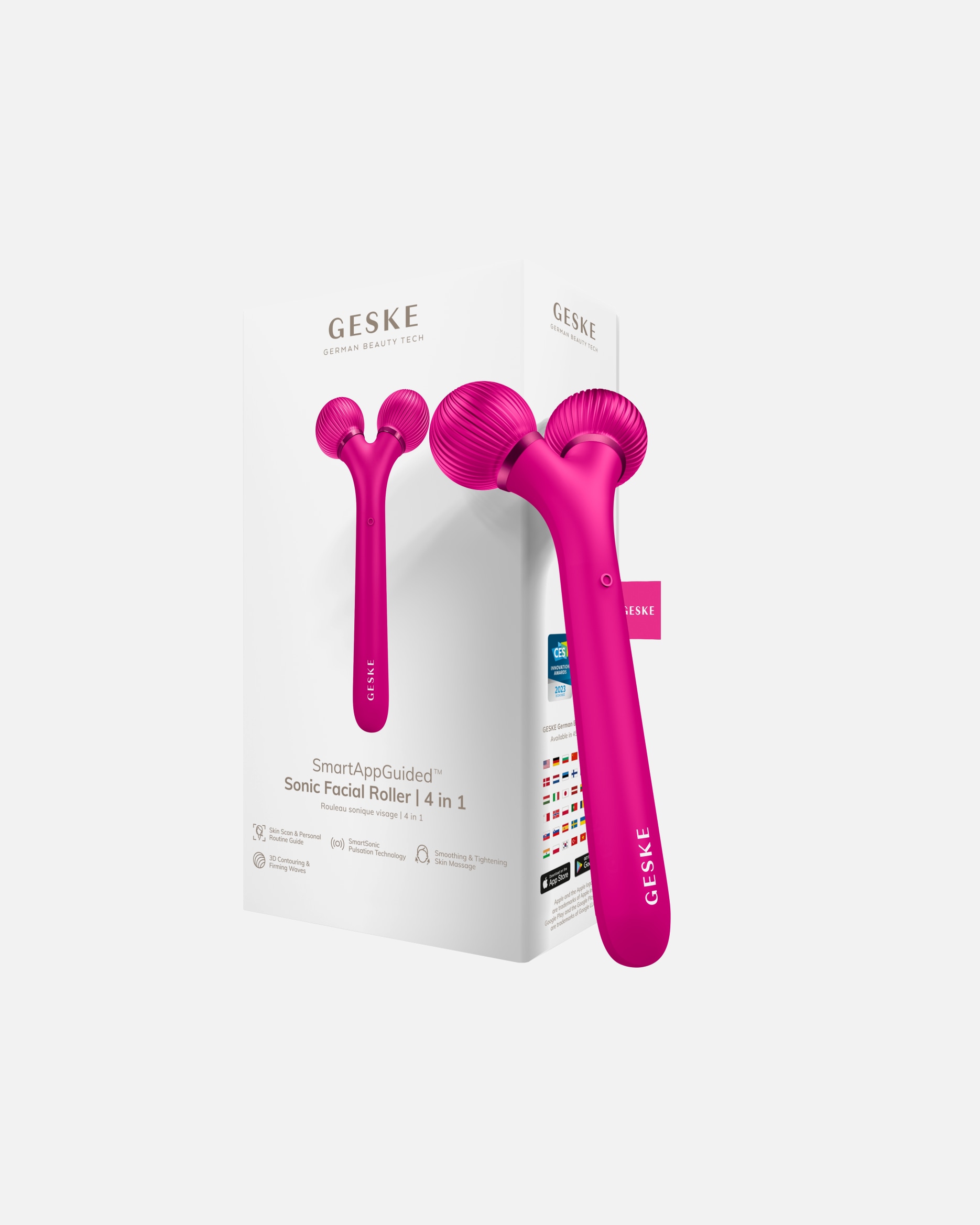 Elektrisches Gesichtsmassagegerät für Unisex GESKE SmartAppGuided™ Sonic Facial Roller | 4 in 1 1 Stück