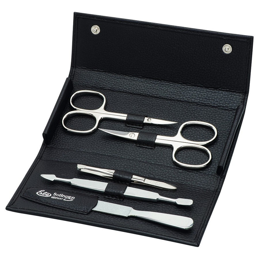 ERBE Maniküre Set Druckknopf-Etui Serie 'Siena' braun, 5-tlg.