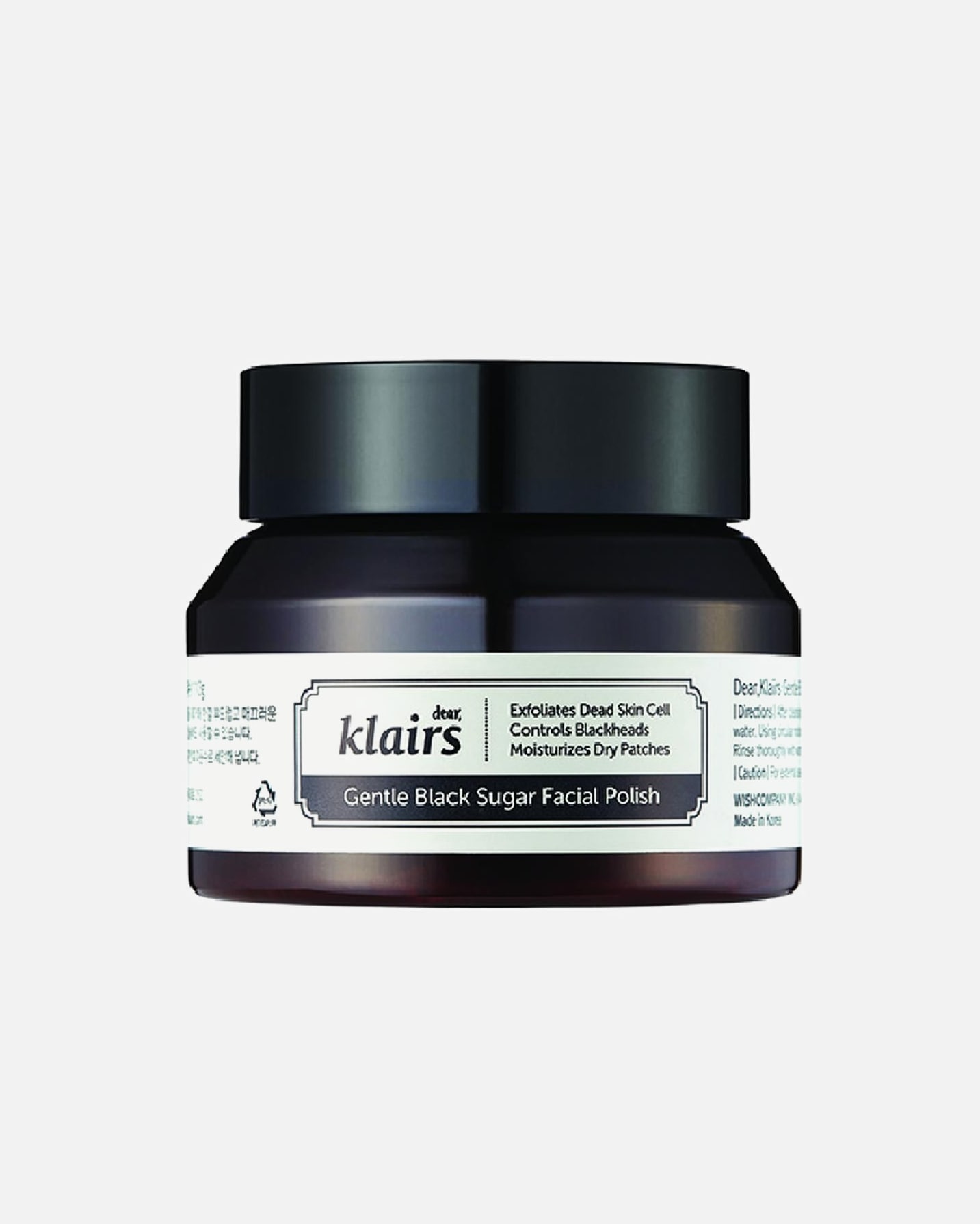Gesichtspeeling für Unisex Dear Klairs Gentle Black Black Sugar Facial Polish 110 g