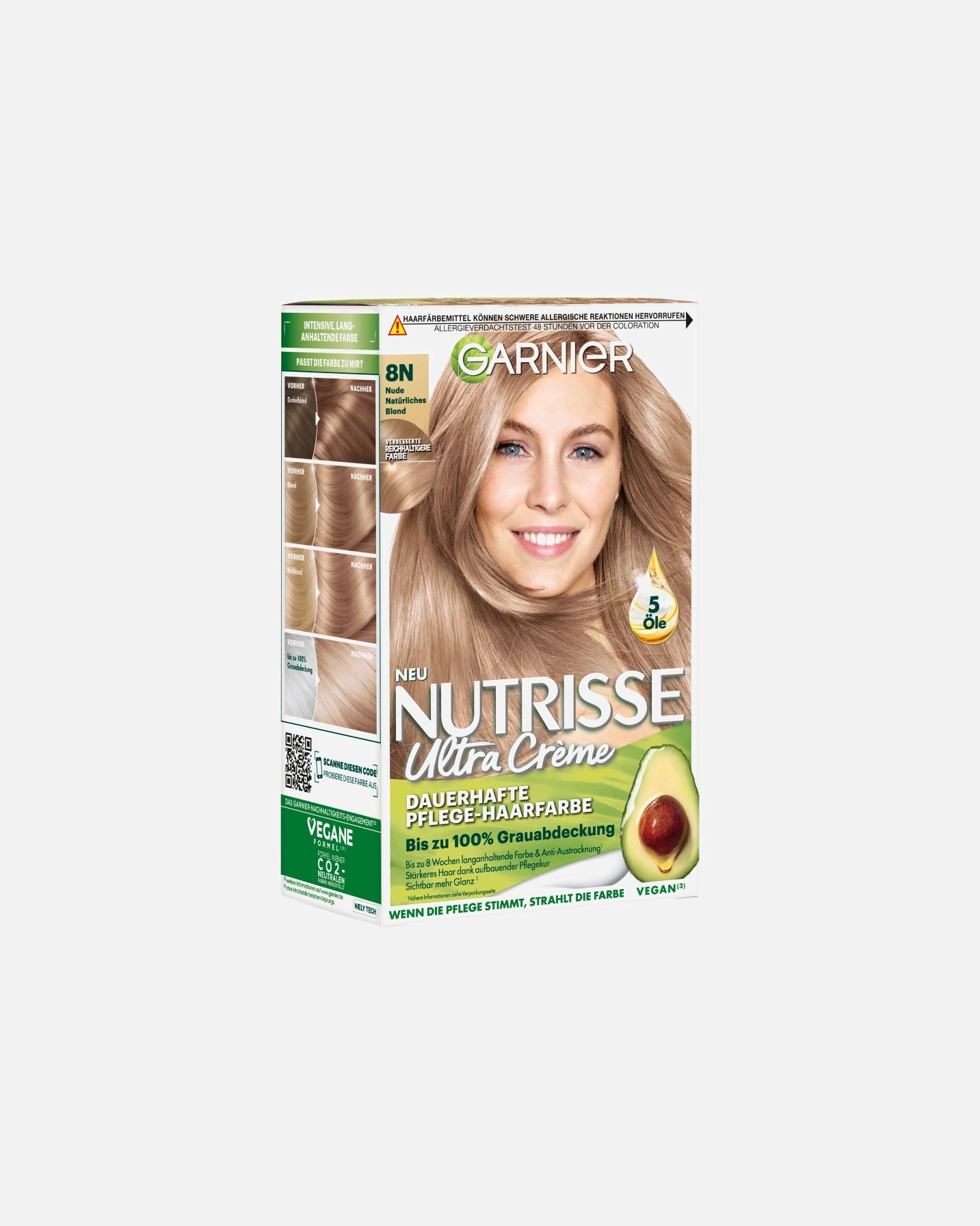 Haarfarbe für Weiblich Garnier Nutrisse Ultra Crème Nr. 8N - Nude Natürliches Blond