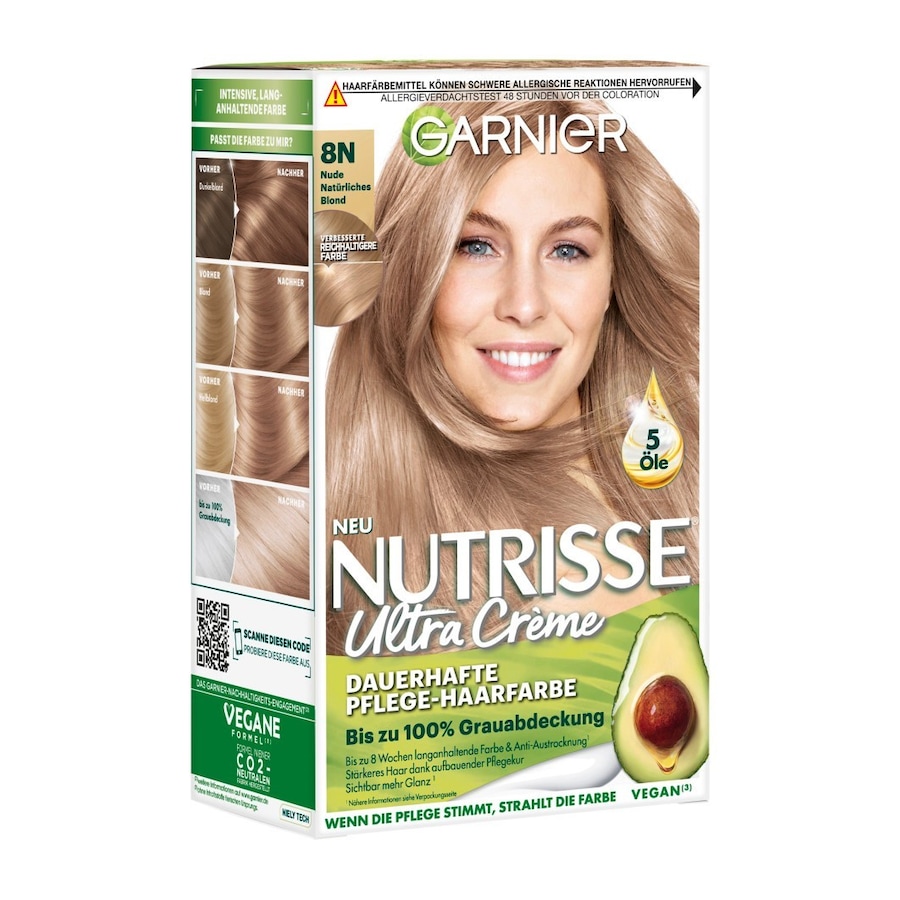 Garnier Nutrisse Ultra Crème Haarfarbe Nr. 8N - Nude Natürliches Blond Braun Damen