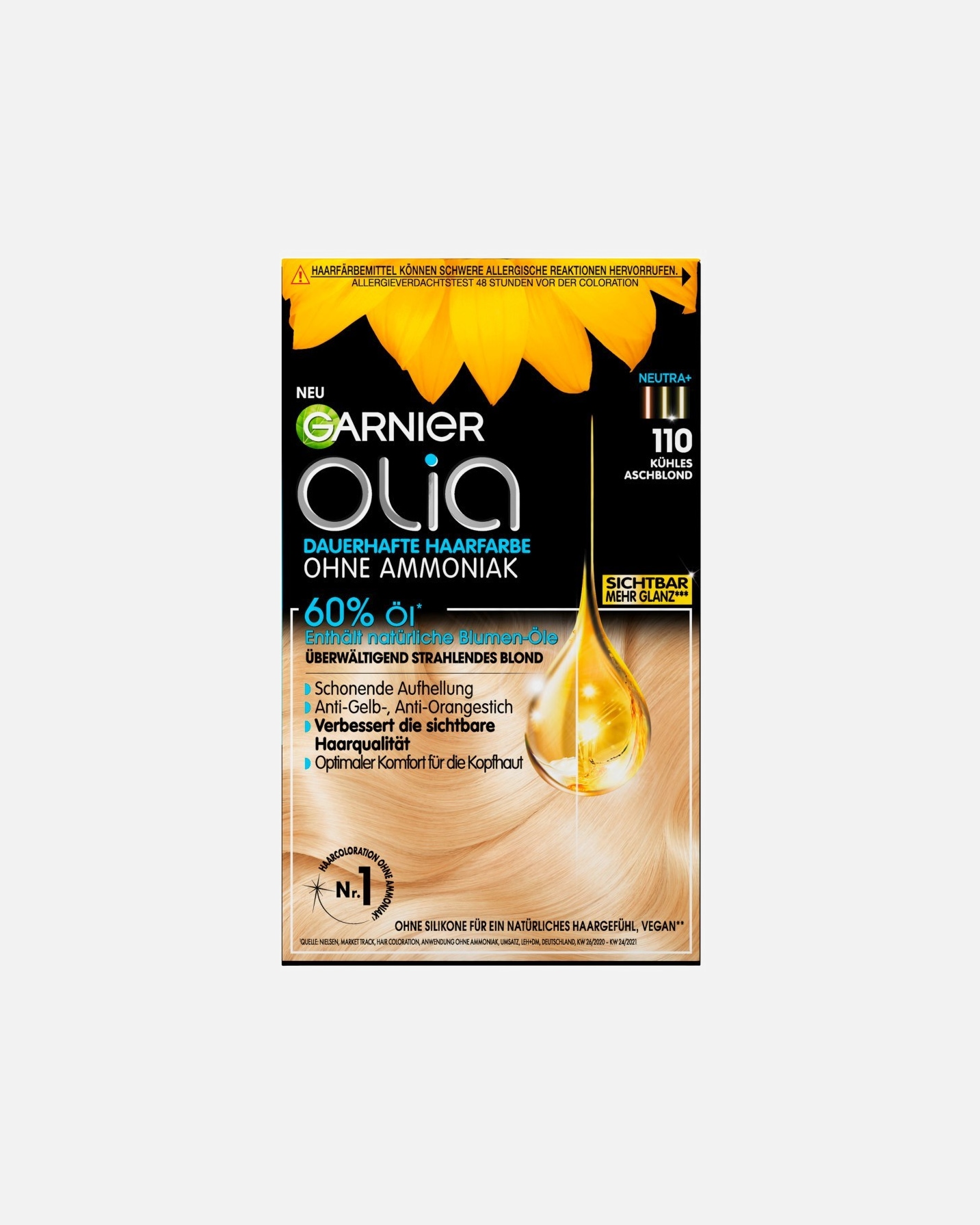 Haarfarbe für Unisex Garnier Olia Intensivcoloration 110 - KÜHLES ASCHBLOND