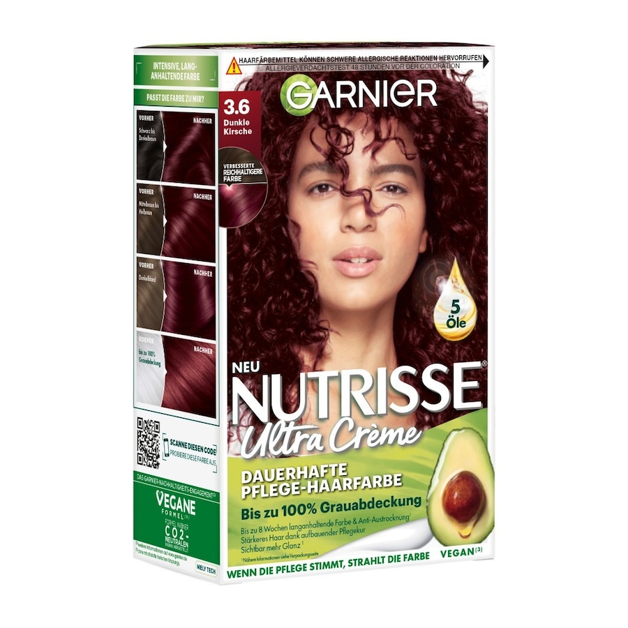 Garnier Nutrisse Ultra Crème Haarfarbe Nr. 3.6 - Dunkle Kirsche Schwarz Damen