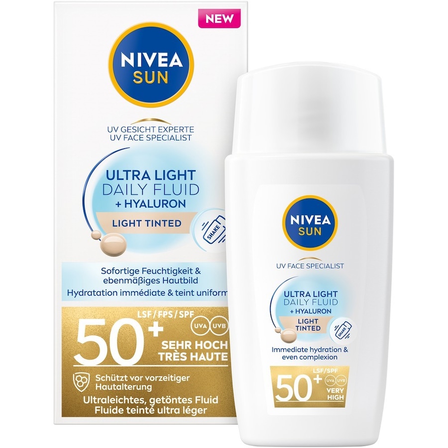 NIVEA SUN UV Gesicht Experte Ultra Light Daily Fluid Heller Hauttyp LSF 50+ Sonnen Make-up 40 ml Nude