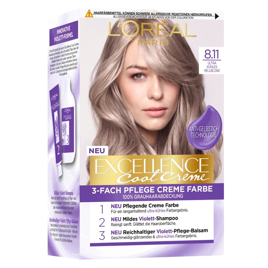 L’Oréal Paris Excellence Cool Creme Haarfarbe Ultra kühles Hellblond 8.11 Braun