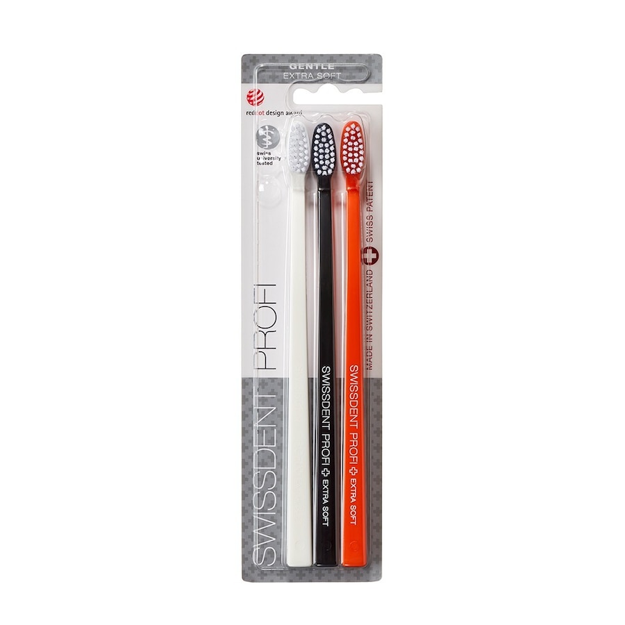 Swissdent PROFI GENTLE Triple weiss, schwarz, orange