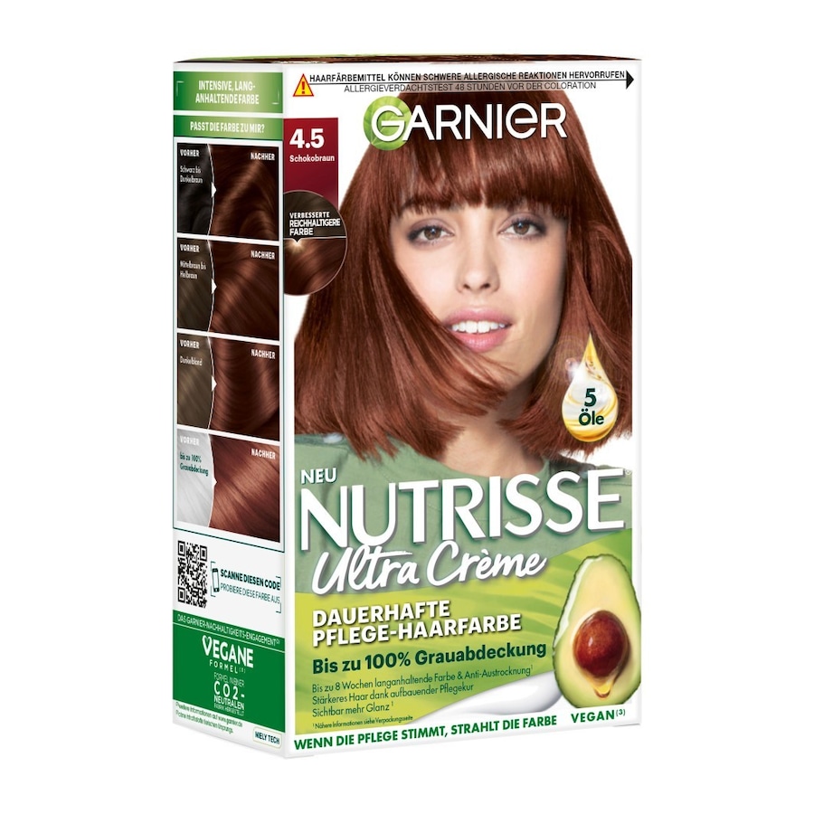 Garnier Nutrisse Ultra Crème Haarfarbe Nr. 4.5 - Schokobraun Dunkelrot Damen