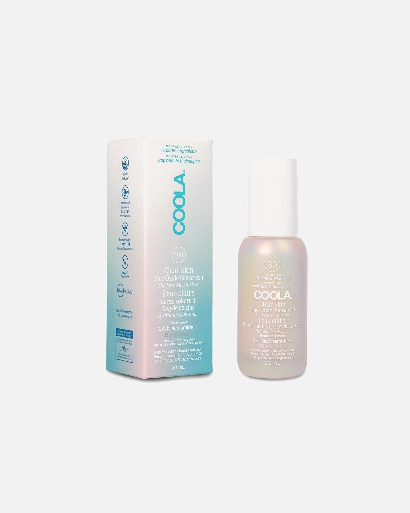 Sonnencreme für Unisex Coola Clear Skin Mineral Sunscreen SPF30 33 ml