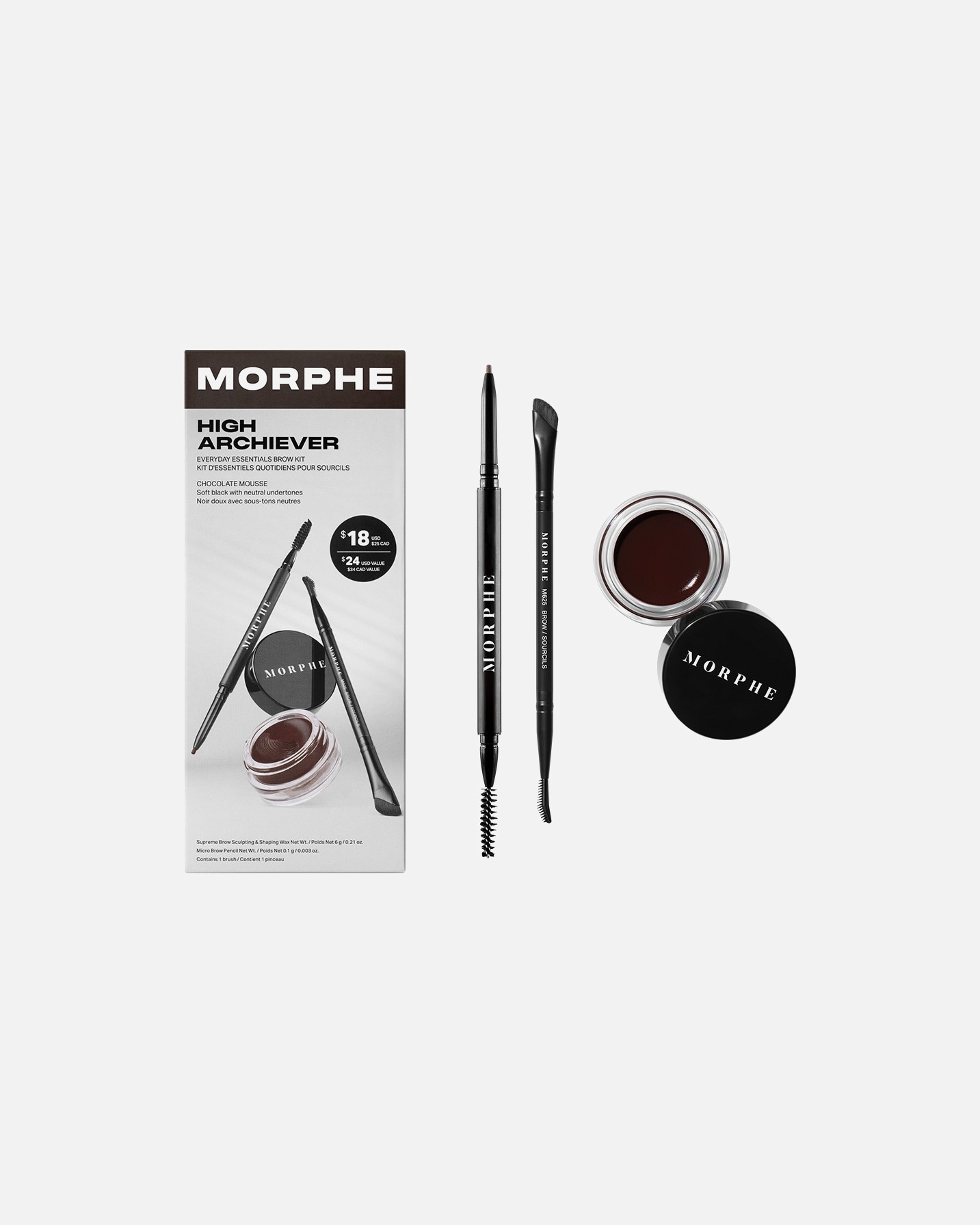 Augenbrauen Make-up Set für Unisex Morphe High Archiever Everyday Essentials CHOCOLATE MOUSSE