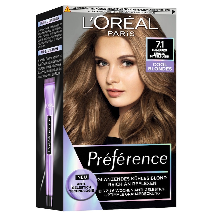 L’Oréal Paris Preference Cool Blondes Haarfarbe 7.1 - KUEHLES MITTELBLOND Braun Damen