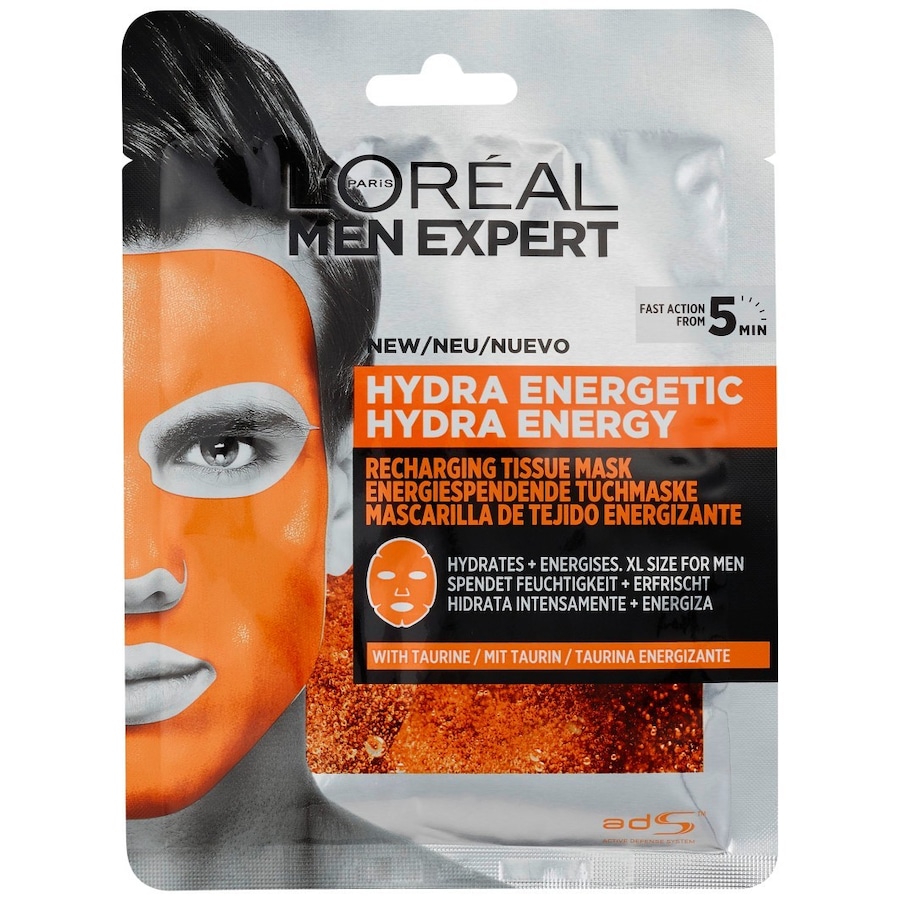 L’Oréal Paris Men Expert Hydra Energy feuchtigkeitsspendend gegen müde Haut mit Taurin Tuchmaske Herren