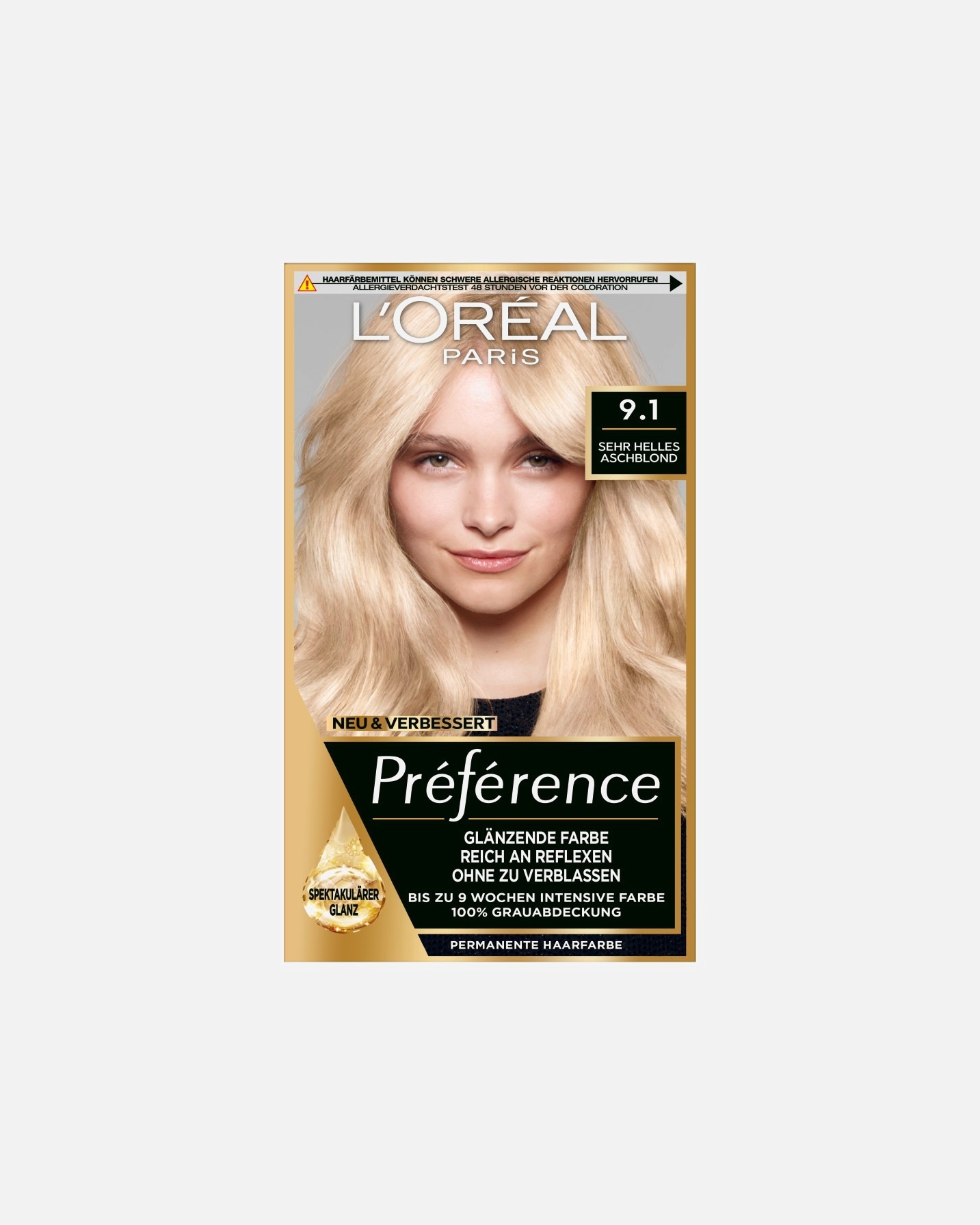 Haarfarbe für Unisex L’Oréal Paris Preference Nr. 9.1 - Sehr Helles Aschblond