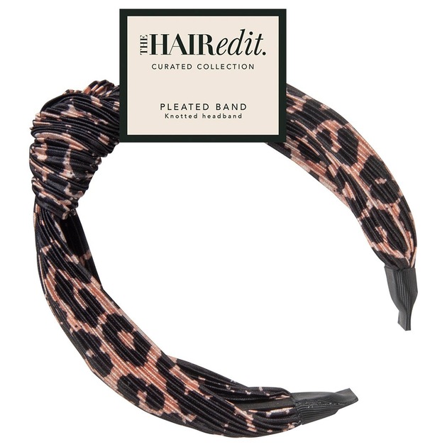 The Hair Edit Leopard Print Pleated Headband