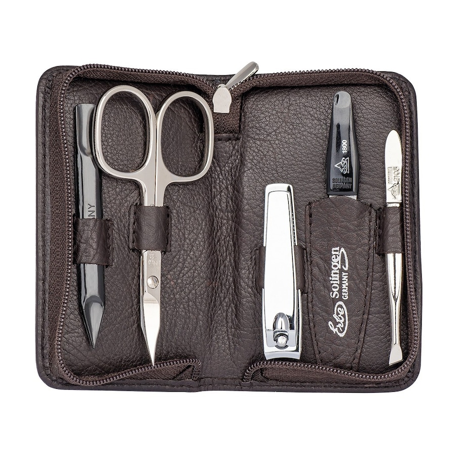 ERBE Siena Maniküre Set Reißverschluss, braun, 5-tlg. Nagelpflegeset Braun