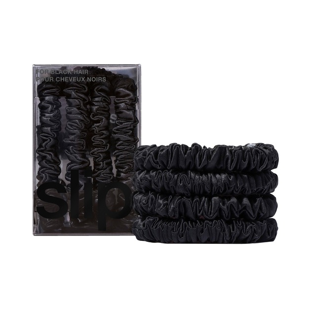 Slip Schmal scrunchies back to basics, reine seide - schwarz