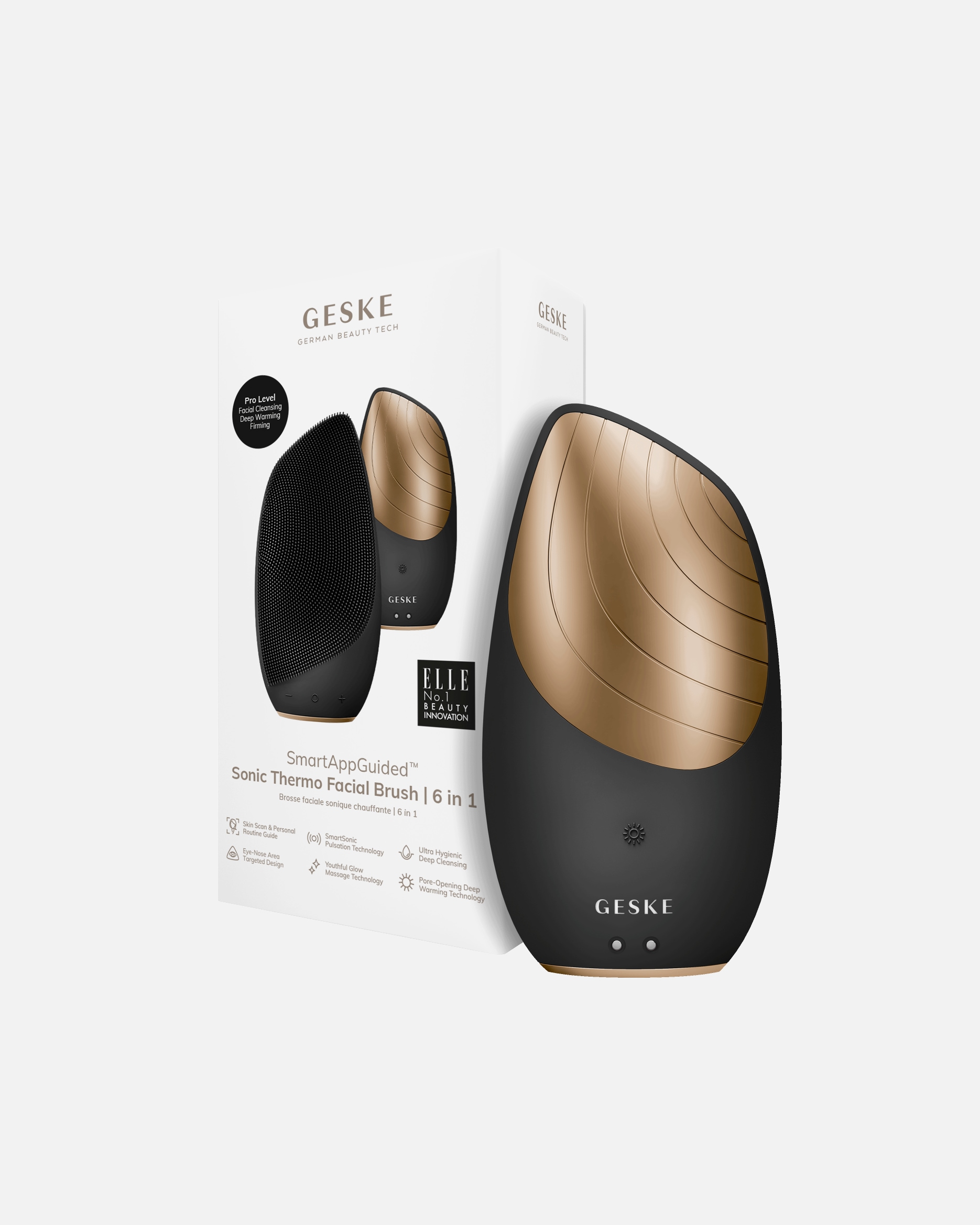 Elektrisches Gesichtsmassagegerät für Unisex Geske SmartAppGuided™ Sonic Thermo Facial Brush | 6 in 1 1 Stück