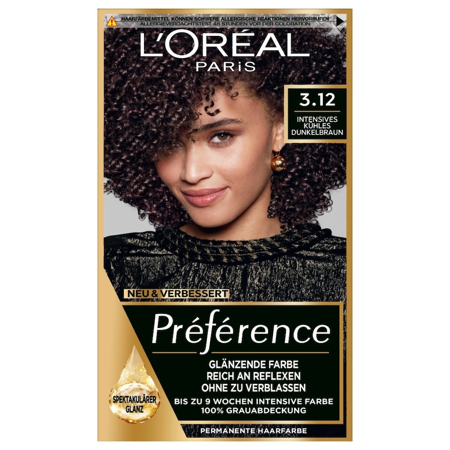 L’Oréal Paris Preference Haarfarbe Nr. 3.12 - Intensives Kühles Dunkelbraun Schwarz