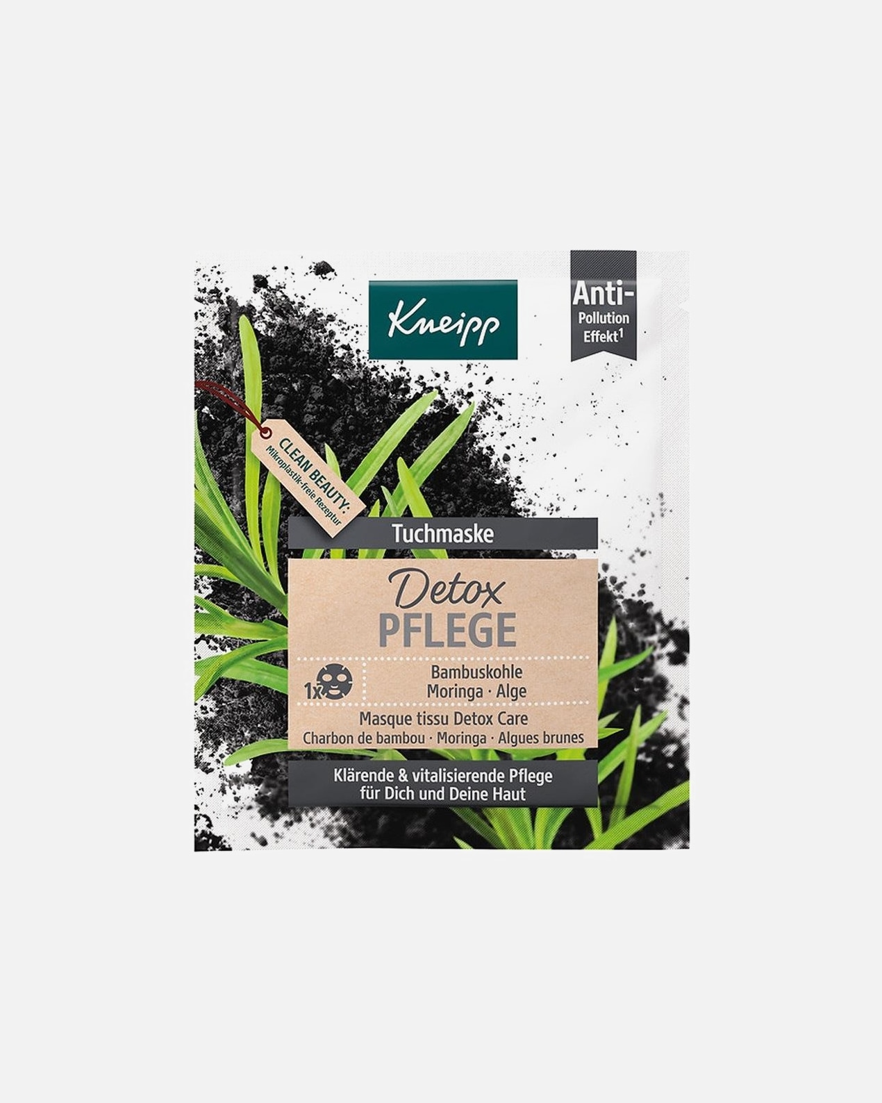 Tuchmaske für Weiblich Kneipp Detox Pflege - Bambuskohle, Moringa & Alge 1 Stk.
