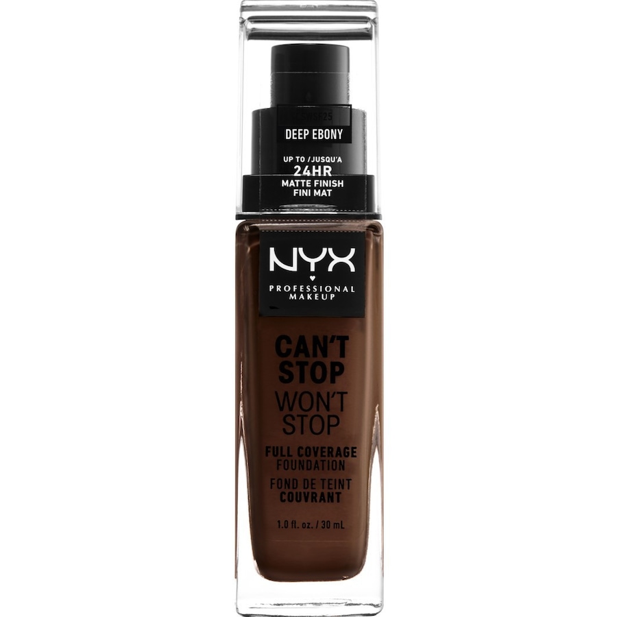 NYX Professional Makeup Wedding Can't Stop Won't 24-Hour Foundation Nr. 25 - Deep Ebony 30 ml Schwarz