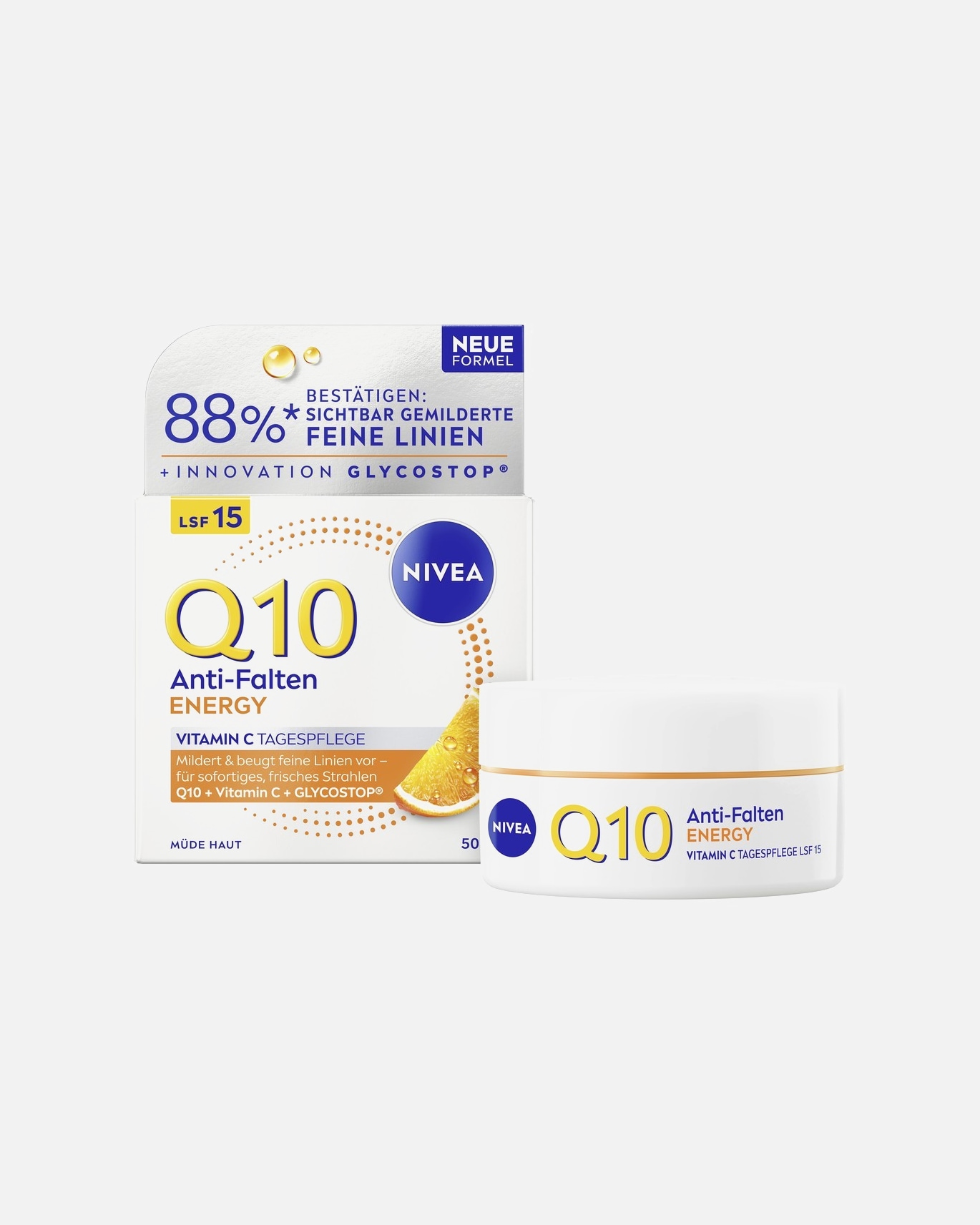 Anti-Aging Pflege für Weiblich NIVEA Q10 Q10 Plus C Anti-Falten + Energy-Booster Tagespflege LSF 15 NIVEA Q10 Energy Anti-Falten Tagespflege Lsf15 50Ml