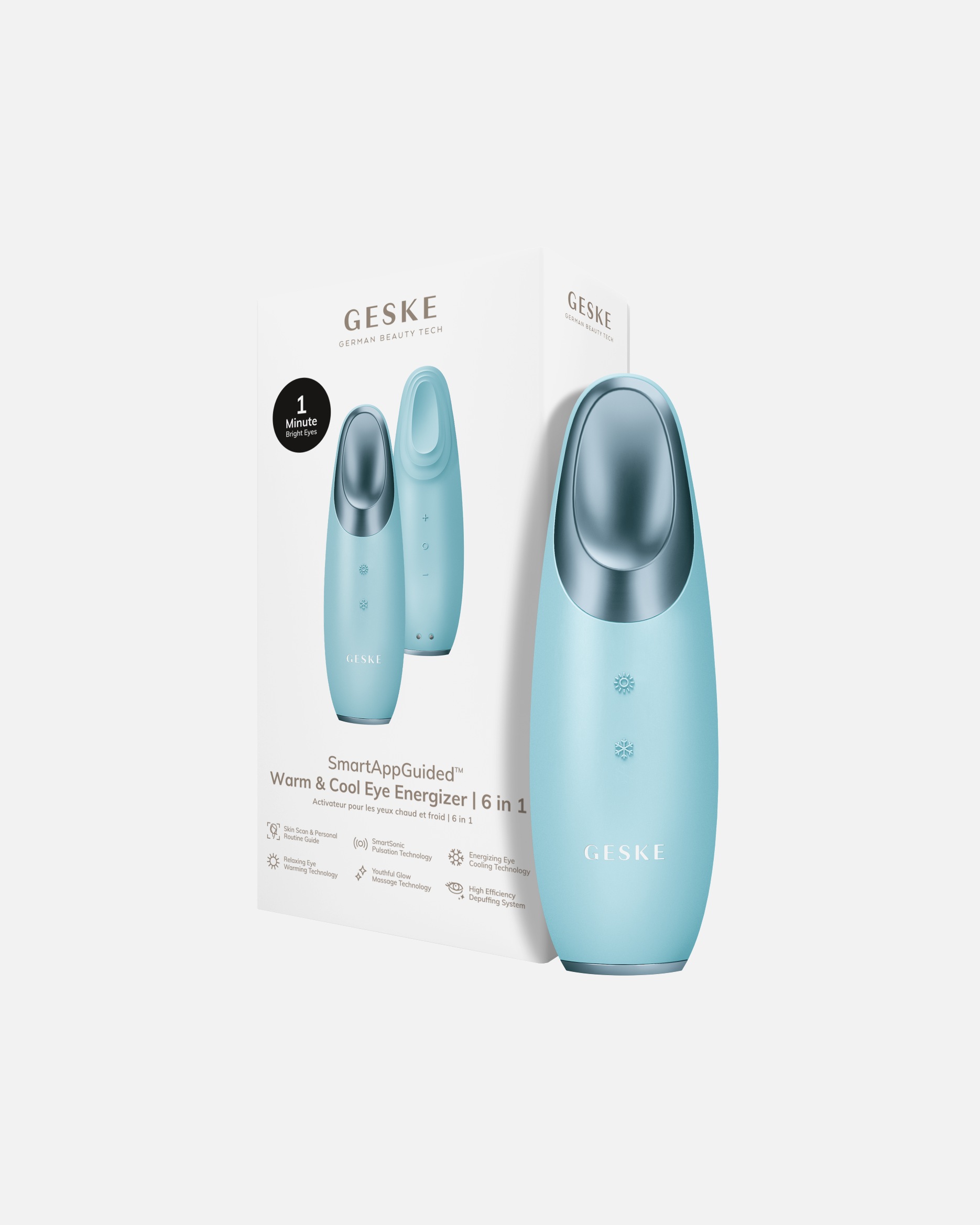 Elektrisches Gesichtsmassagegerät für Unisex GESKE SmartAppGuided™ Warm & Cool Eye Energizer | 6 in 1 Turquoise