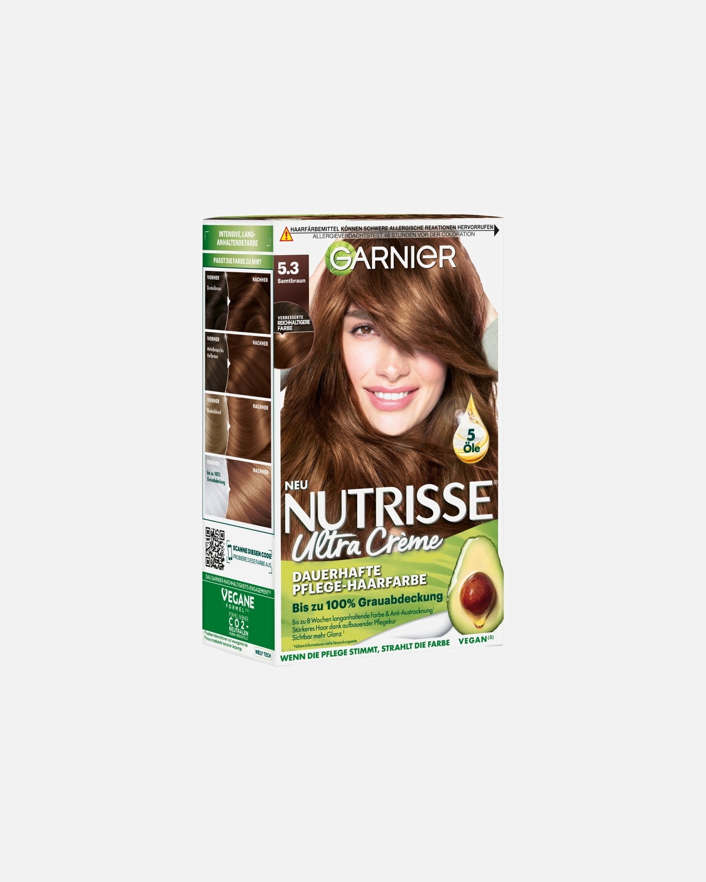 Haarfarbe für Weiblich Garnier Nutrisse Ultra Crème Nr. 53 - Samtbraun