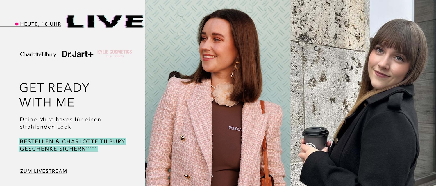 Seien Sie um 18 Uhr live dabei, wenn Charlotte Tilbury, Dr. Jart+ und Kylie Cosmetics ihre Must-haves für einen strahlenden Look vorstellen.