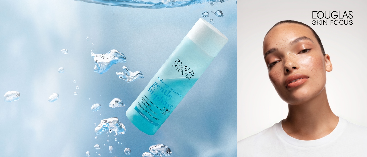 Das Douglas Essential Make-up-Entferner-Produkt ist eine sanfte 2-Phasen-Formel, die speziell für Augen und Lippen entwickelt wurde und auch für empfindliche Augen geeignet ist.
