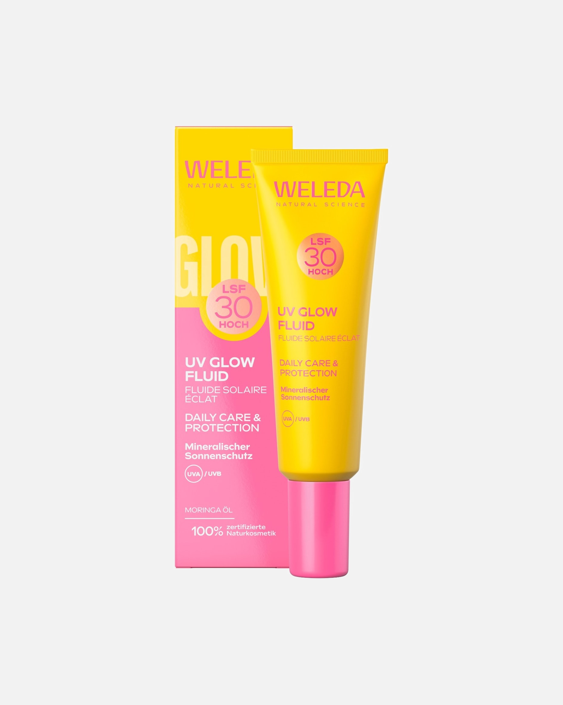 Sonnenbalsam für Unisex Weleda Glowy UV Fluid LSF 30 30 ml