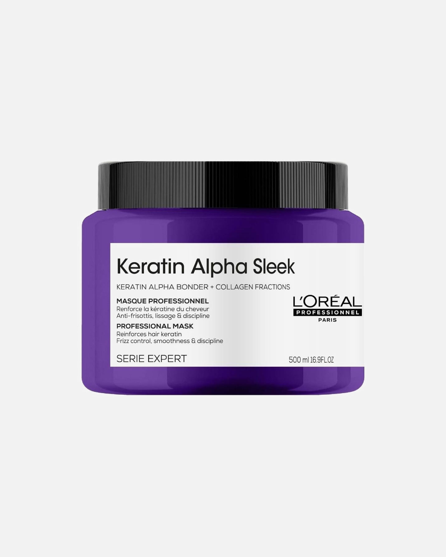 Haarkur für Unisex L´Oréal Professionnel Paris Serie Expert Keratin Alpha Sleek Keratin Alpha Sleek Professionelle Haarmaske gegen krauses Haar, die das Haar bändigt, es tiefenwirksam pflegt und ihm Geschmeidigkeit und Glanz verleiht 500 ml