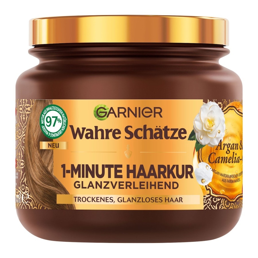 Garnier Wahre Schätze 1-Minute Haarkur – glanzverleihend mit Arganöl und Cameliaöl 340 ml Damen