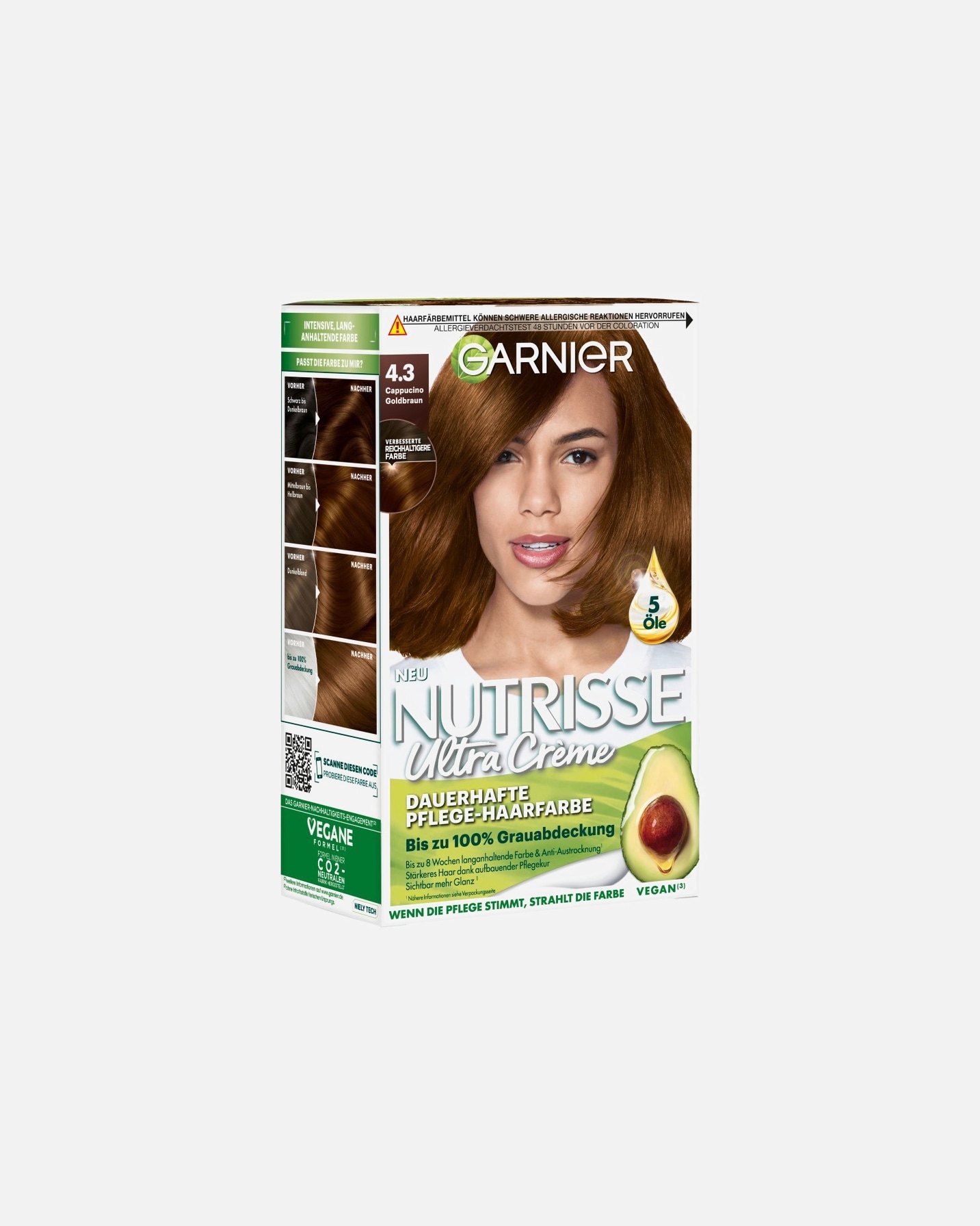 Haarfarbe für Weiblich Garnier Nutrisse Ultra Crème Nr. 43 - Cappuccino Goldbraun