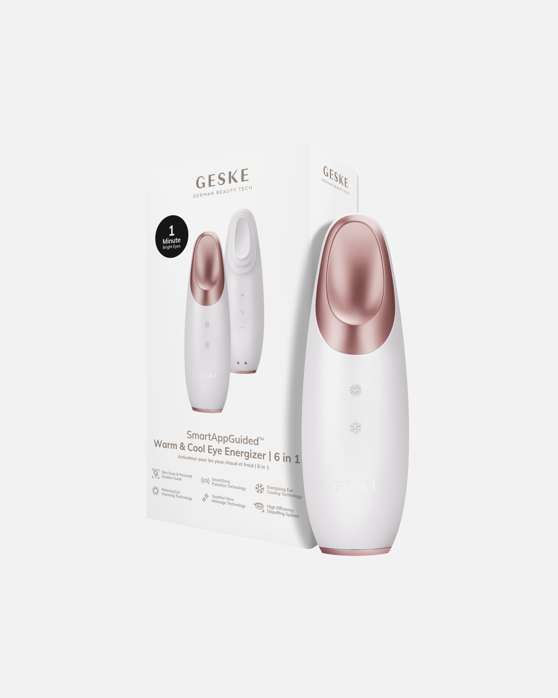 Elektrisches Gesichtsmassagegerät für Unisex GESKE SmartAppGuided™ Warm & Cool Eye Energizer | 6 in 1 Starlight