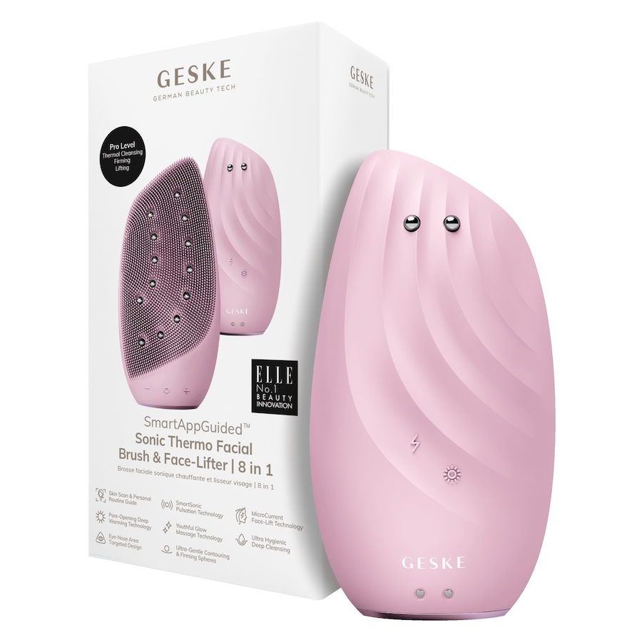 Geske SmartAppGuided Sonic Thermo Facial Brush & Face-Lifter | 8 in 1 Elektrisches Gesichtsmassagegerät Pink