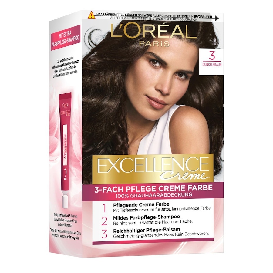 L’Oréal Paris Excellence Crème Haarfarbe Nr. 3 - Dunkelbraun Schwarz Damen