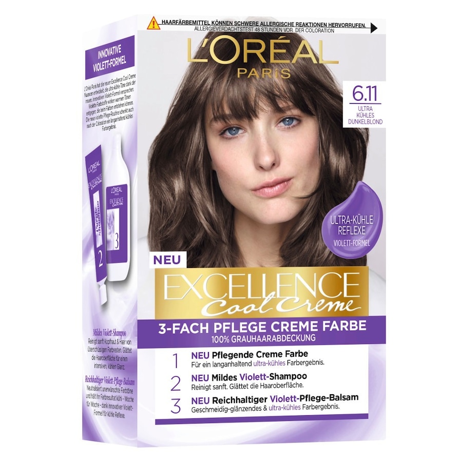 L’Oréal Paris Excellence Cool Creme Haarfarbe Ultra kühles Dunkelblond 6.11 Schwarz