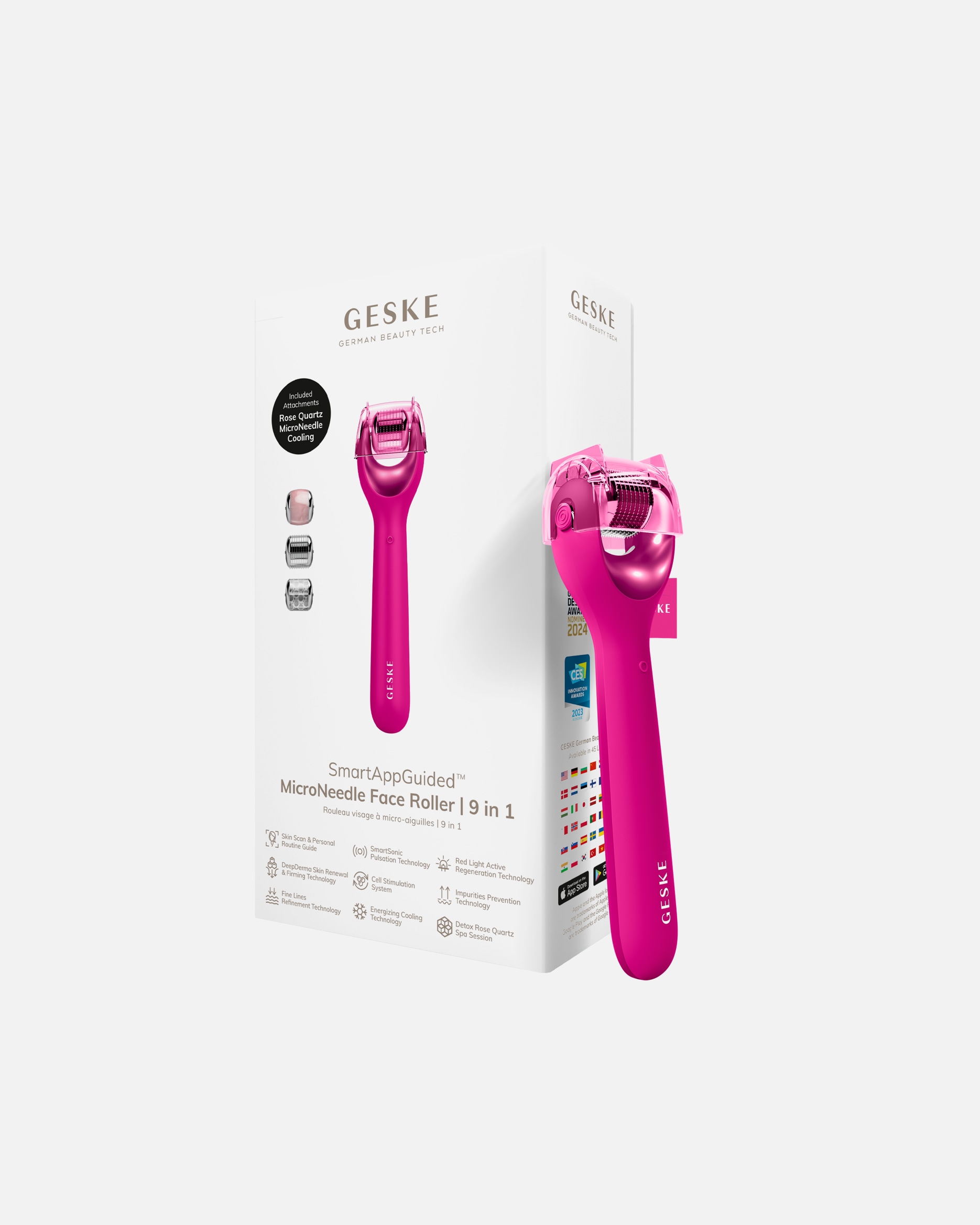 Elektrisches Gesichtsmassagegerät für Unisex SmartAppGuided™ MicroNeedle Face Roller | 9 in 1 1 Stück
